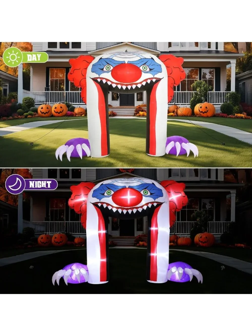 Giant 11 FT Creepy Clown Halloween Inflatable Archway - Outdoor Yard Decor